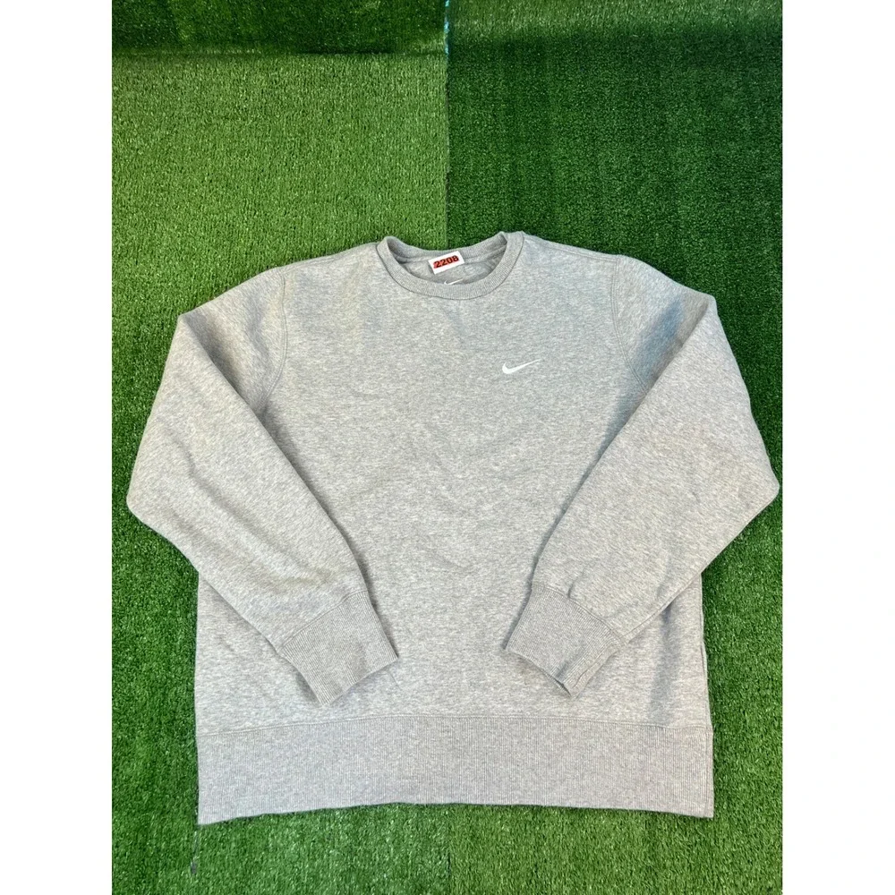 Nike Mens Sportswear Club Fleece Crewneck Sweatshirt Grey Large Embroidered Logo